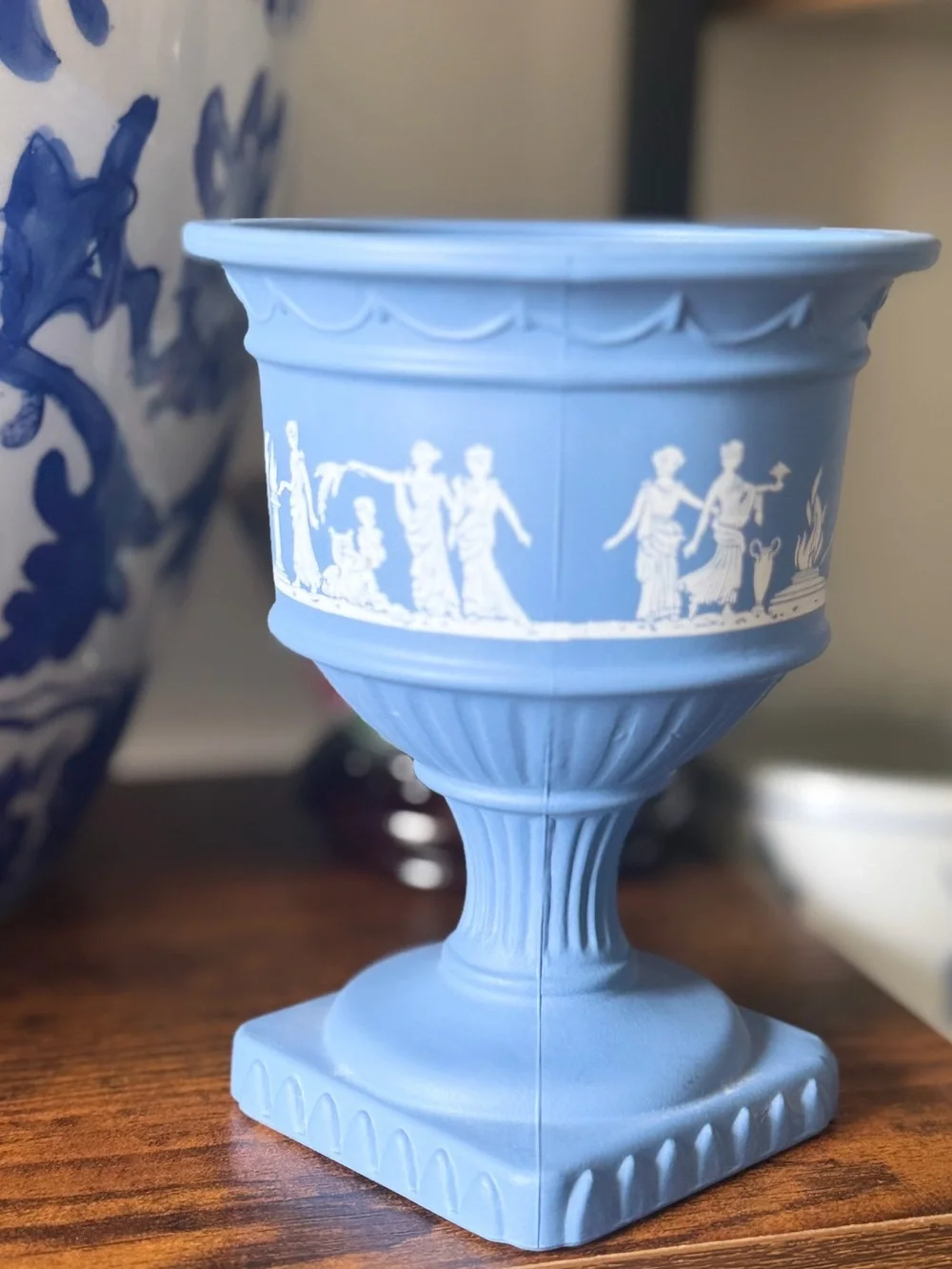 Avon Blue and White Classical Jasperware-Style Urn